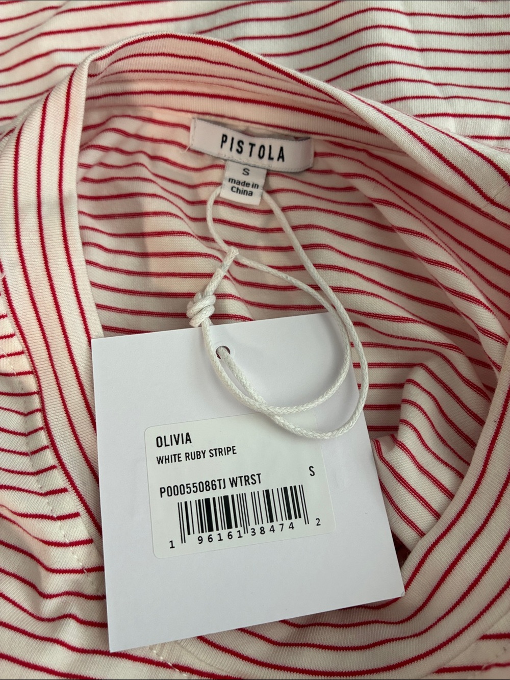 NWT Pistola Olivia white Ruby stripe Tee Shirt Sz S - Picture 9 of 10